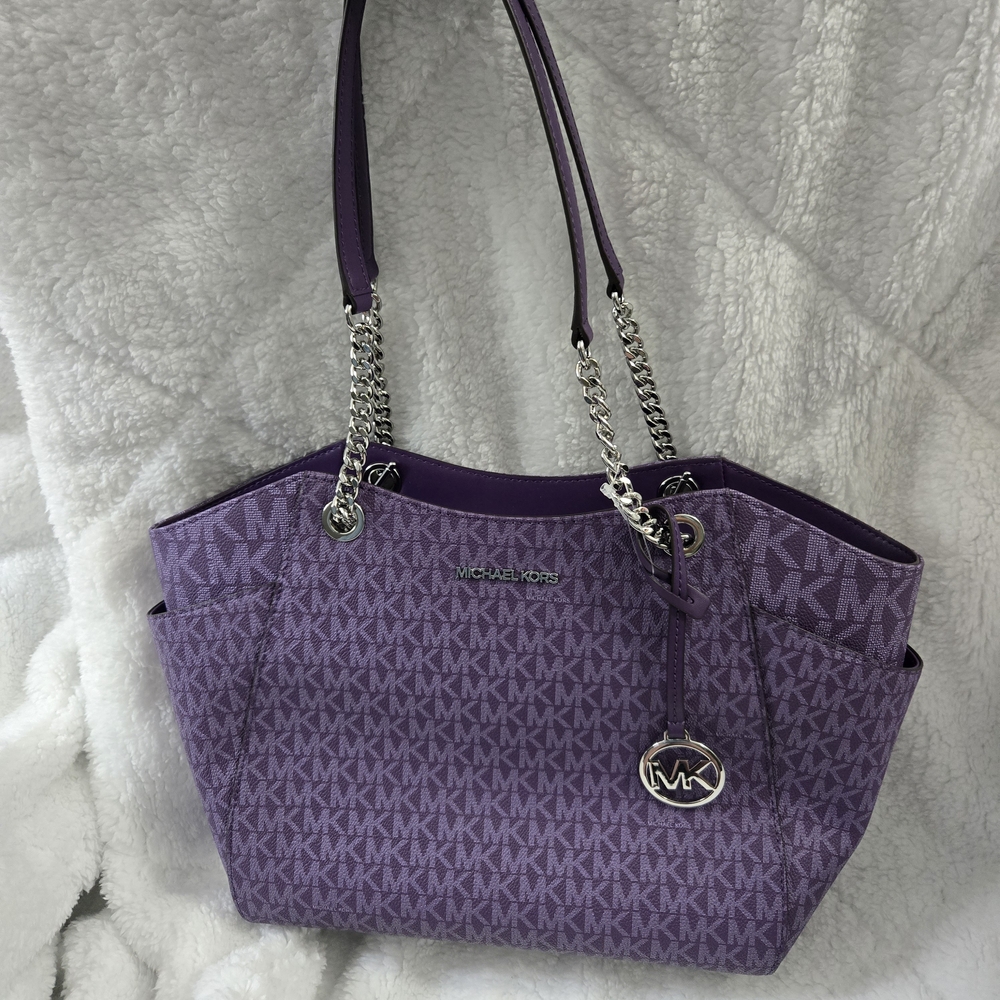 Michael Kors Purple Signature Canvas Tote - Picture 10 of 12